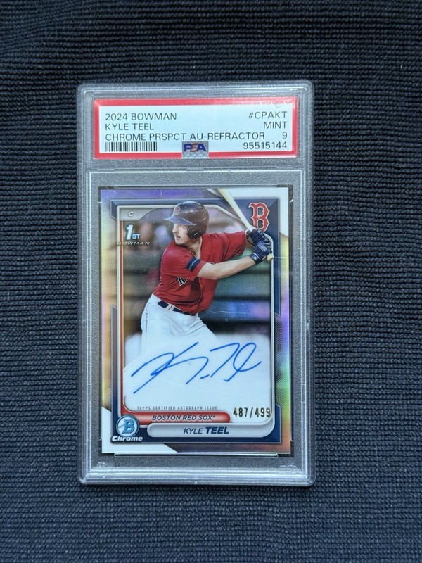 2024 Bowman Chrome Kyle Teel 1st Refractor Auto /499 CPA-KT PSA 9 MINT Red Sox