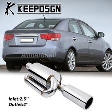 For Kia Forte 2.5 In 4 Out Twin Loop Exhaust Muffler Resonator Pipe Tip Kdm