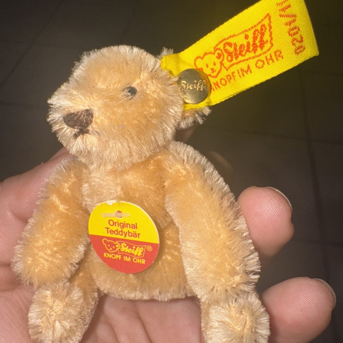 Vintage STEIFF Mohair Bear Stuffed Bendy 0201/11 Button All Tags