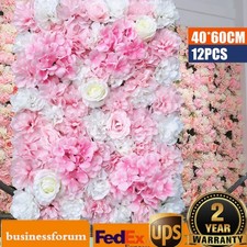 12Pcs Artificial Silk Flower Wall Panel Floral Backdrop Party Wedding Decoration