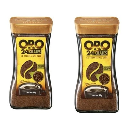 2 Pack Café Oro 24 Kilates Glass Jars Exquisite Elegant Taste 160g Each