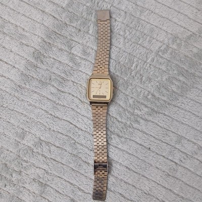 Casio Uhr AQ-321G Vintage Armbanduhr Herren goldfarben Metallarmband