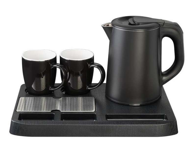 Set bollitore elettrico 0,8l con vassoio e tazze eva