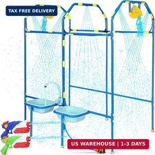 Water Park Sprinkler Toy for Kids, Heavy-Duty Steel Backyard Waterpark Splash Ga