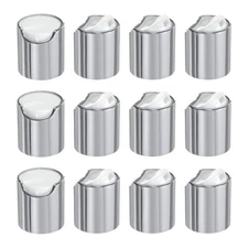 12pcs Aluminized Plastic Disc Top Caps, 20/410 Durable Press Cap, Silver White