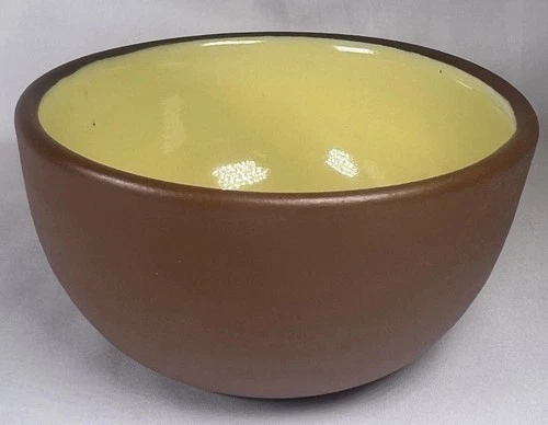 Vintage Pigeon Forge Art Pottery Small Mixing Bowl Brown Yellow Inside 2.5x4.75”