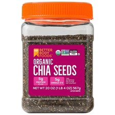 Betterbody Foods Organic Chia Seeds with Omega-3, Non-Gmo, Gluten Free,Keto Diet