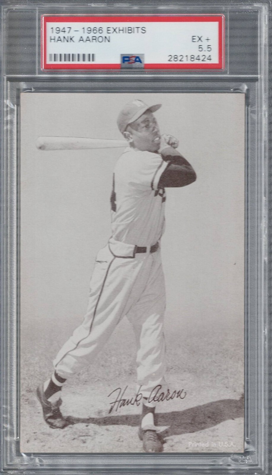 1947-1966 Exhibits Hank Aaron Milwaukee Braves HOF PSA EX+ 5.5 view 1
