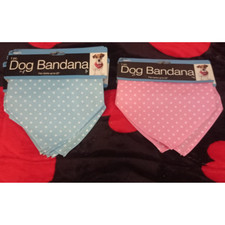 16 Small Dog Bandana Lot 13 Light Blue  3 Pink Polka Dot with Snap Closure