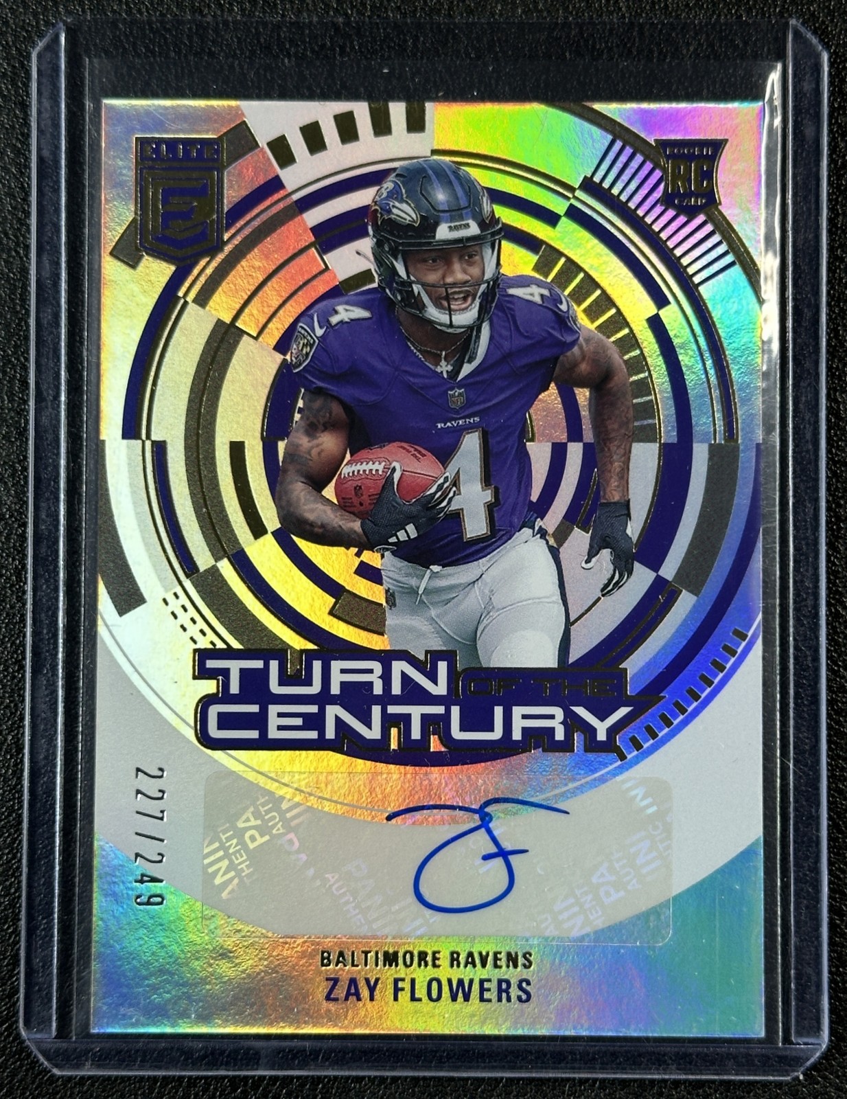 ZAY FLOWERS 2023 PANINI DONRUSS ELITE ROOKIE TURN OF THE CENTURY AUTO RC 227/249