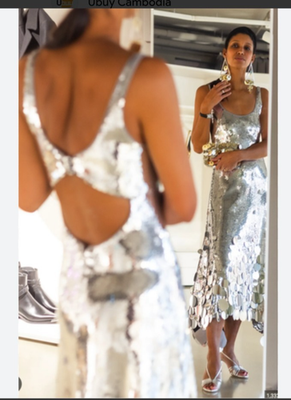 Paco Rabanne x H&M size S silver sequin long dress Designer Extremely Rare  BNWT | eBay