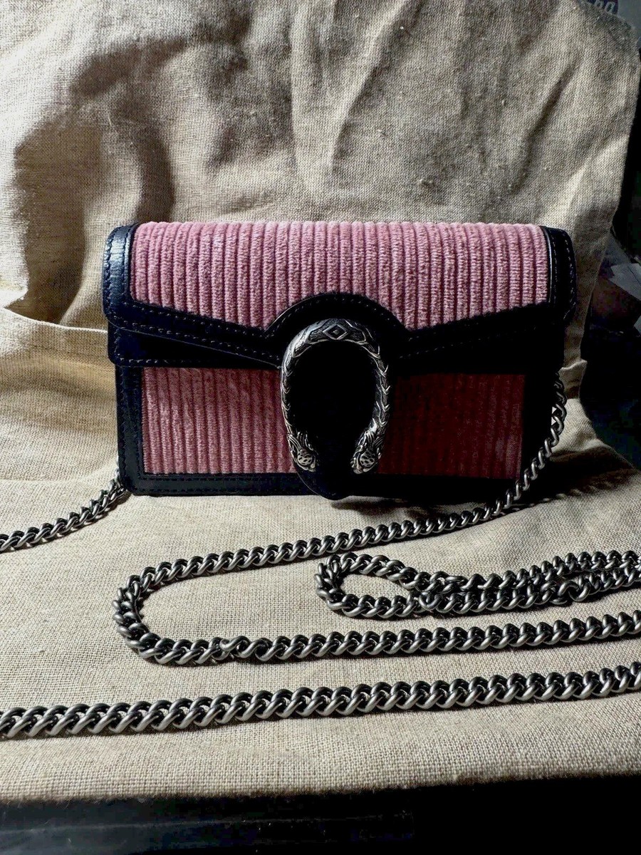 Gucci Dionysus Purse super mini Pink Velvet Metal Hardware Strass