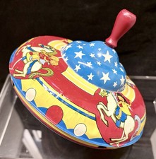 Vintage Ohio Art Co. Tin Litho "Carousel" Spinning Top Toy