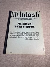 Rare ORIGINAL McINTOSH C-29 C29 Instruction OWNERS MANUAL Preliminary