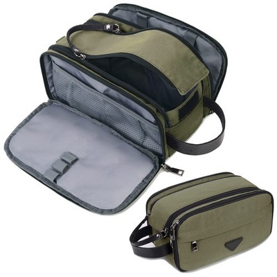 CROCOD Mens Toiletry Bag Travel Leather Toiletry Organizer Dopp Kit for Men W...