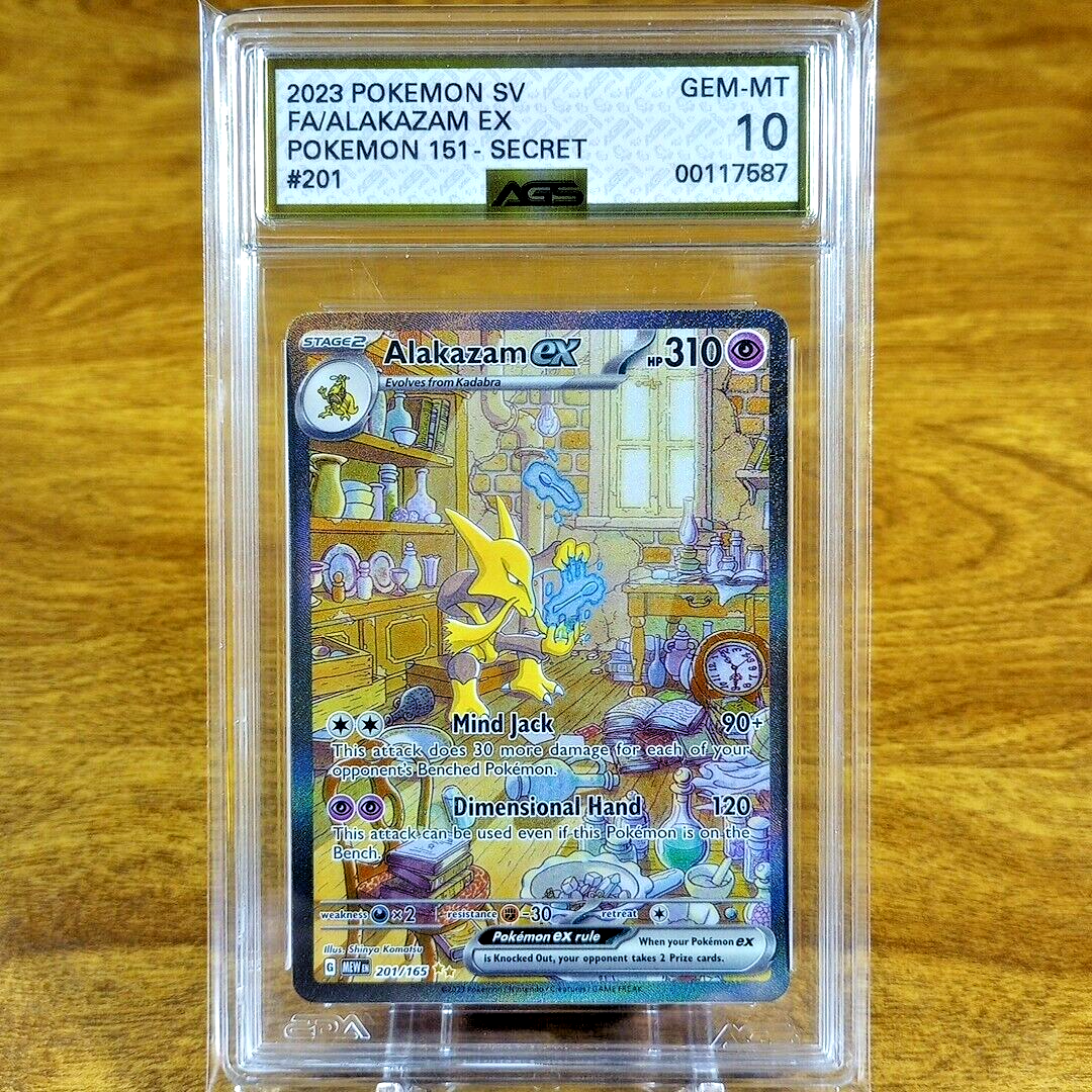 Pokemon SV 151 Alakazam EX 201/165 AGS Gem-MT 10 Full Art