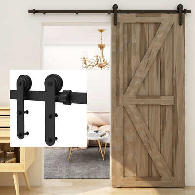 4-23FT Sliding Barn Door Hardware Closet Track Kit Single/Double/Bypass 2 doors