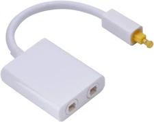 Dual Port Digital Optical Audio Splitter Adapter Audio Fiber Cable 1 in 2 Out