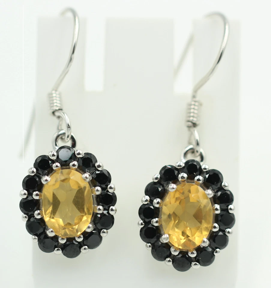 Orecchini In Argento 925 Con Citrino / Spinello Da 4,32 Carati Top - Immagine 4 di 4