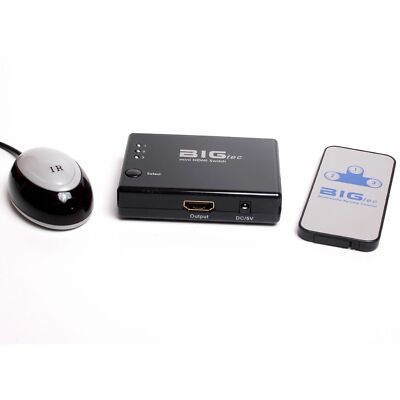 BIGtec BIG138 Video Switch 3-Port HDMI High-Speed Umschalter mit Verstärker