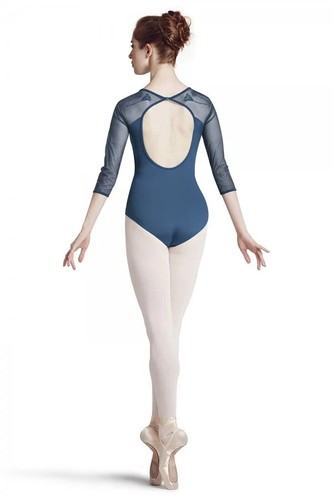Bloch Dance Ladies Open Back 3/4 Sleeve Leotard, Moroccan Teal, Size Petite UK 6 - Picture 2 of 3