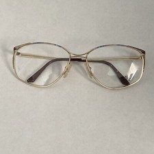 VTG NOS Logo Paris Van Gogh Blue  Gold Cat Eye Funky Eyeglass Frames 57-16-130