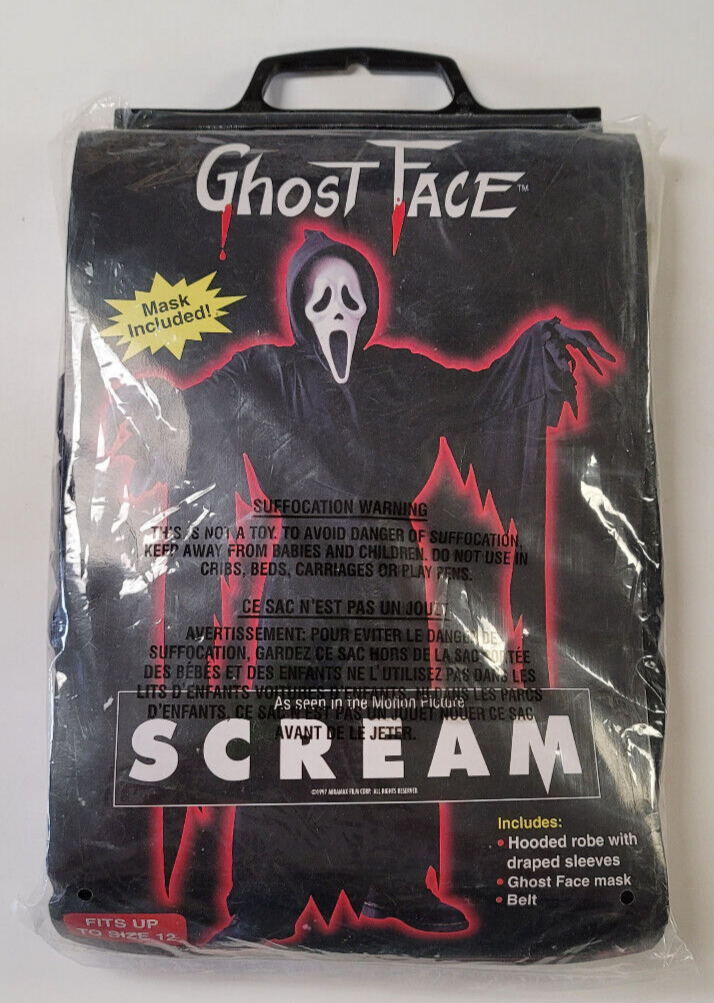 Vintage 1997 Scream Ghostface Costume W/Mask Youth Size 12 Fun