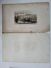 Vintage Antique Engraved Print 1850 Curiosities Richmond Yorkshire Town Castle