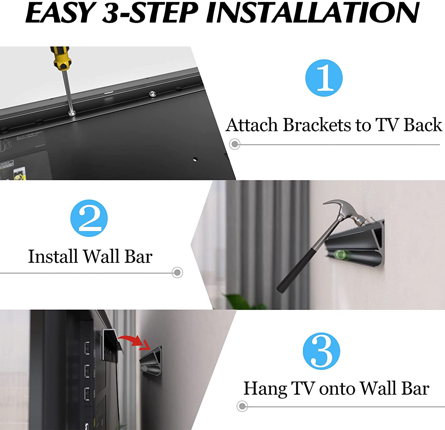 No Stud TV Wall Mount, Drywall Studless TV Hanger No Damage, No Drill