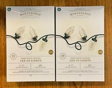 1 Lot of 2 Boxes Wondershop Item E3 25 Lights Per Box Warm White Faceted LED C9