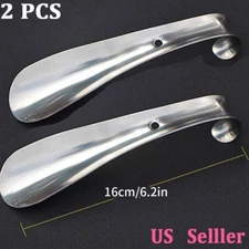 2Pcs Extra Long Handle Shoe Horn Stainless Steel Metal Shoes Remover Shoehorn US