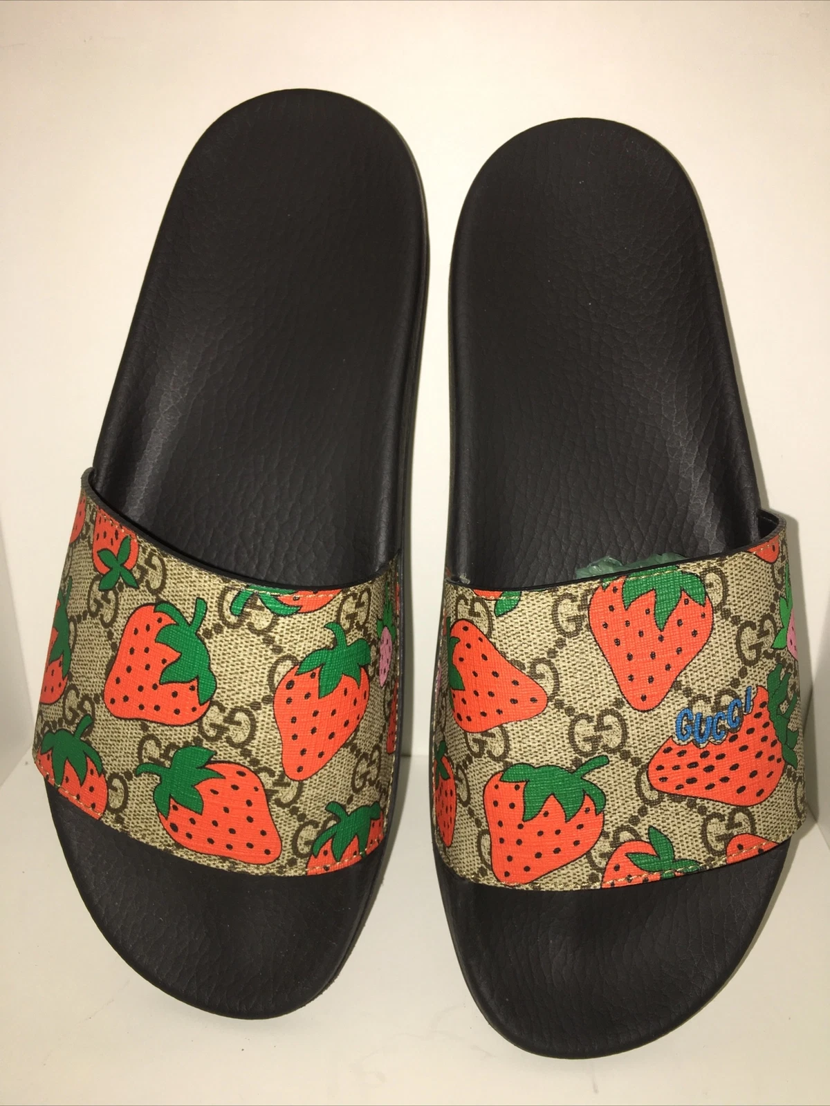 Sandales Gucci Supreme Strawberry slides bout ouvert taille EU 41 US 10