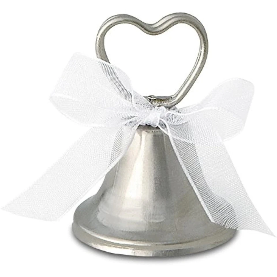 Paquete de 12 tarjeteros únicos de plata con campana para lugar de boda, 2" - 95234 Foto 2 de 2