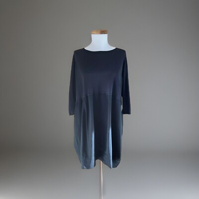 Cos Minimalist Smock Lagenlook Jumper Dress Navy oversized XS