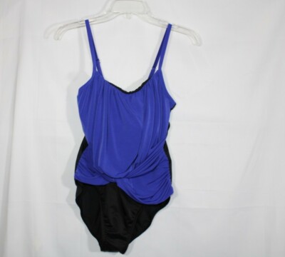 Magic Sun One-Piece Swimsuit Black and Blue Size 10 Underwire