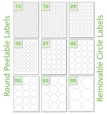 25MM Removable Round Labels | 70 Labels Per Sheet | Peelable Printer Labels