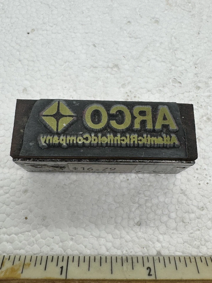 Vintage Metal “ARCO Atlantic Richfield Company” Metal Wood Block Ink Stamp - Image 3 of 4