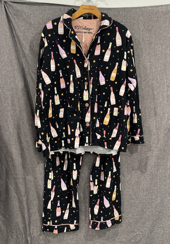 PJ Salvage Size M Flannel Pajama Set Champagne Bottles Cheers Celebrate ...