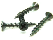 (100- PACK!) #6 X 1" Phillips Flat Head Wood Screws Black Zinc Coarse Thread HF