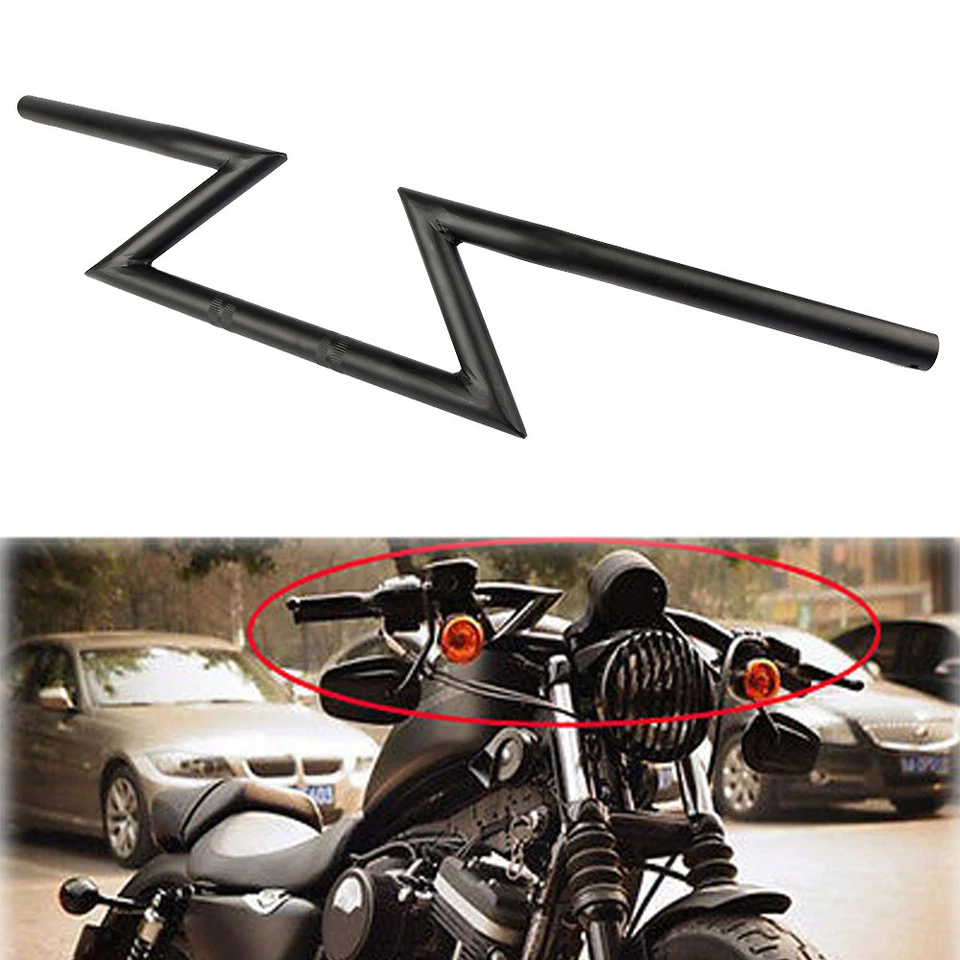 7/8" 1'' Motorcycle Handlebars Z Bar Drag Bars For Harley Honda Yamaha Suzuki - Image 3 of 4
