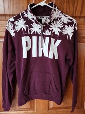 Victoria  s Secret PINK Pullover 1/4 Zip Big Logo Sweatshirt Maroon Size XS