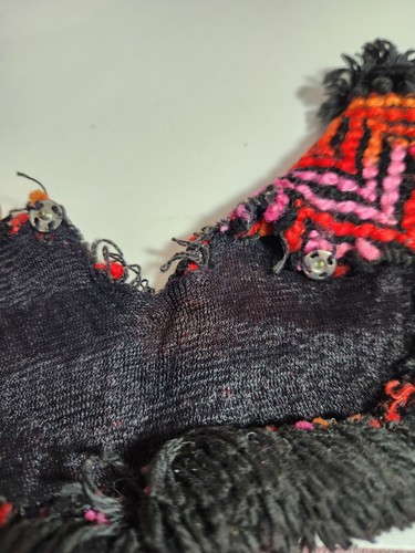 Vintage Barbie Knit Poncho Orange Purple Black Pink Mod Fringe Accessory Cape - Picture 6 of 6