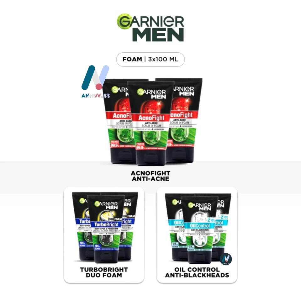 Limpieza de espuma exfoliante brillo mancha espinilla anti acné control de aceite GARNIER MEN Foto 4 de 4