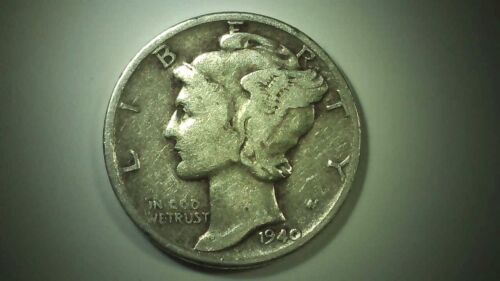 1940 Mercury Dime Average Circulation 90% Silver