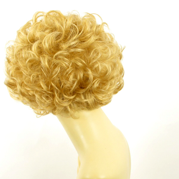 Perruque Femme Courte Bouclée - Mèches Blondes Sur Racines Blond Foncé - Modèle 'Kimberley' - Neuf
