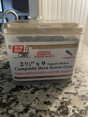 Grip Rite New Old Stock 5LB Gray Composite Deck Screws. 2 1/2  X 9. #2 Square Hd