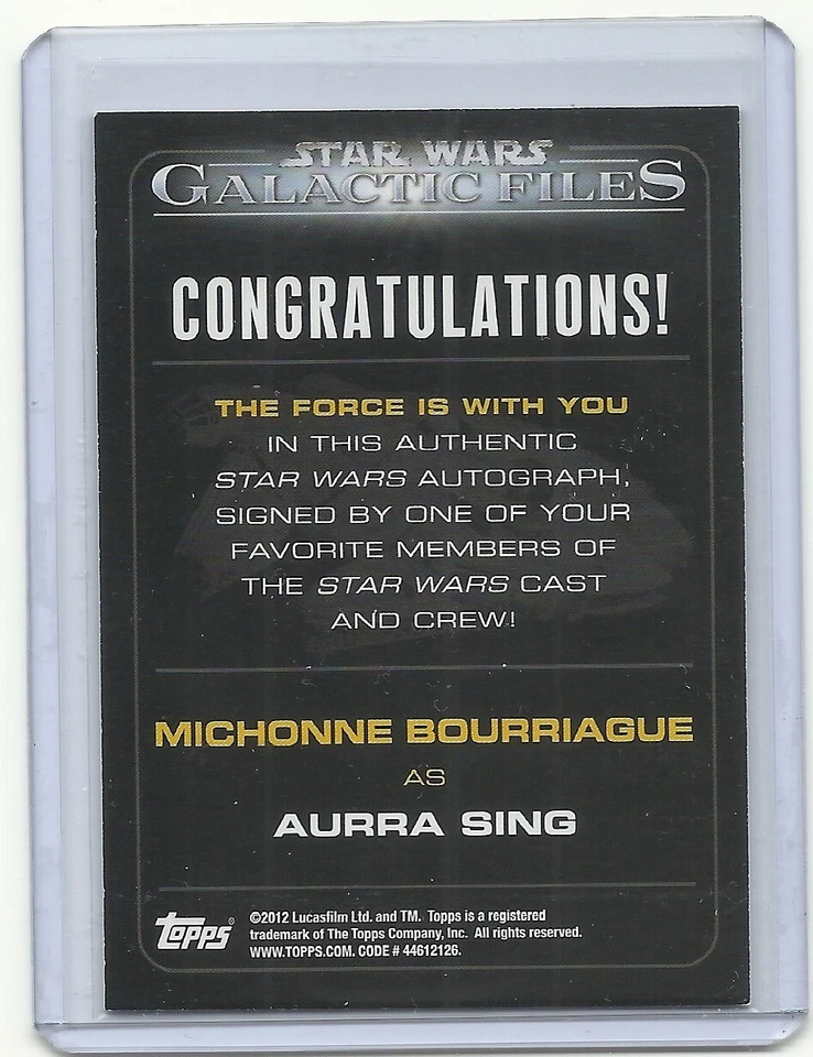 2012 Star Wars Galactic Files Michonne Bourriague Aurra Sing autograph auto card - Image 2 of 2