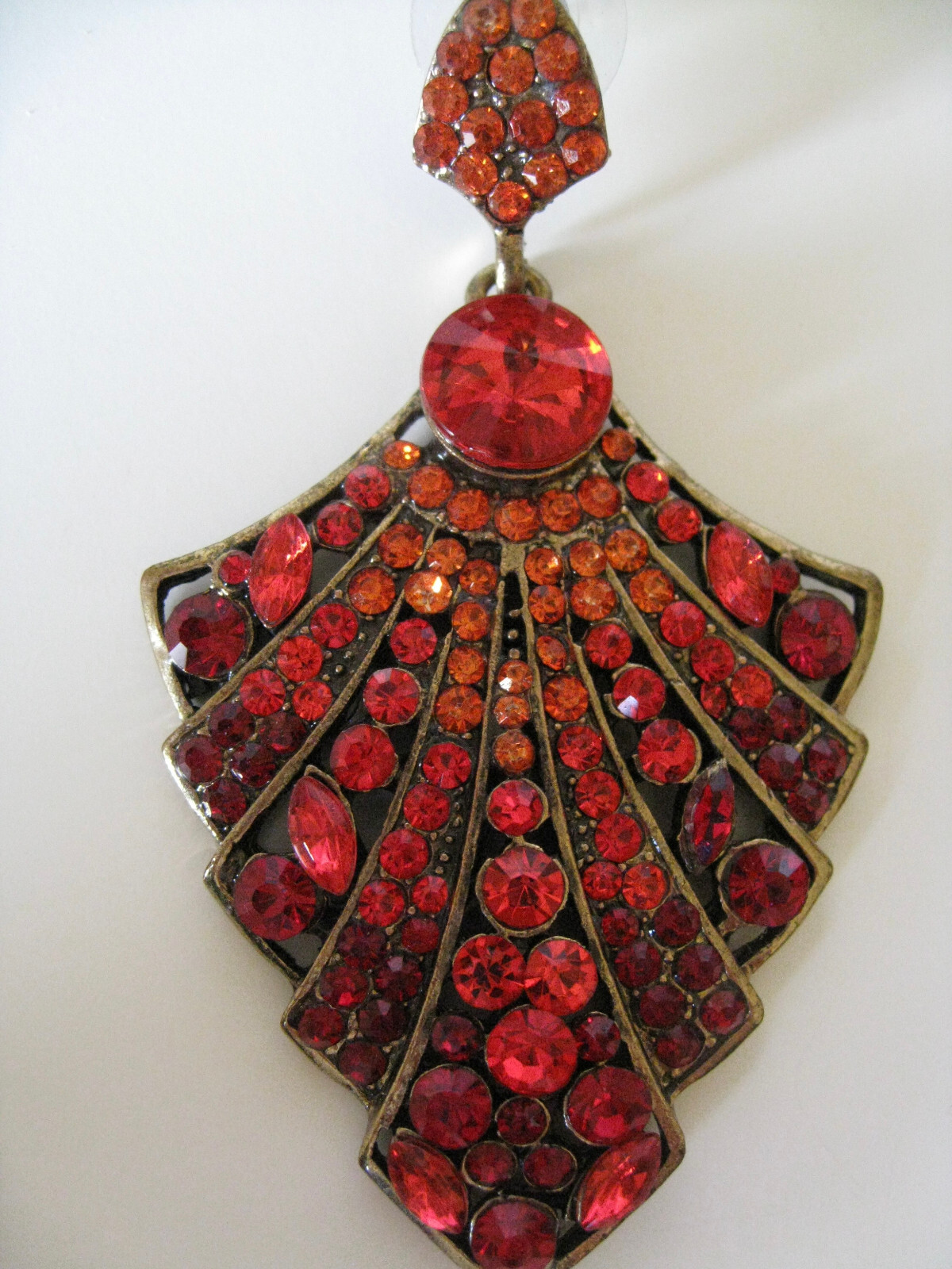 Amazing Statement Red Rhinestone Dangle Pierced E… - image 3