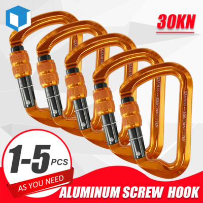 30KN Climbing Carabiner Aluminum Screw Locking Clip Heavy Duty Hook Key Chain