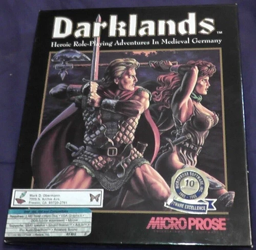 big box PC game Darklands RPG Medieval Germany IBM floppy disks micro prose 1992
